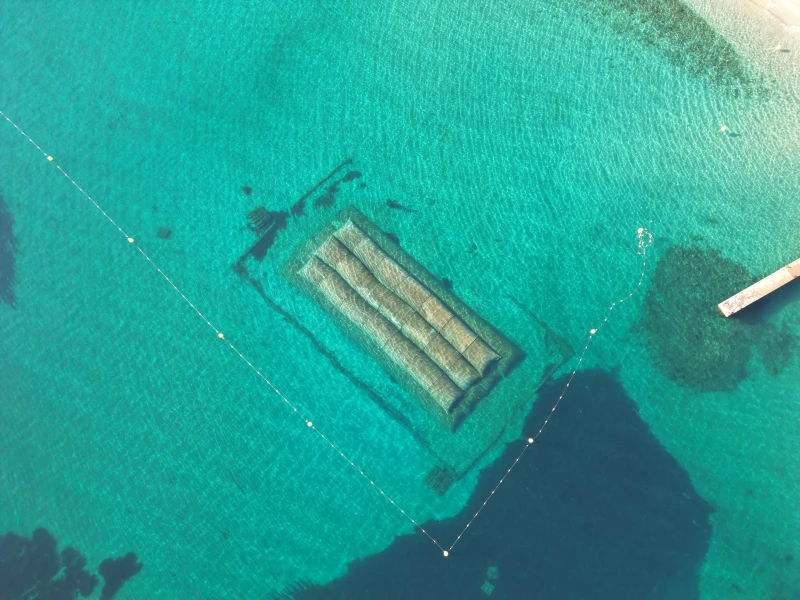 Brise-houles en géotextile immergés GeoWave pour la protection de la plage de la Croisette à Sainte-Maxime